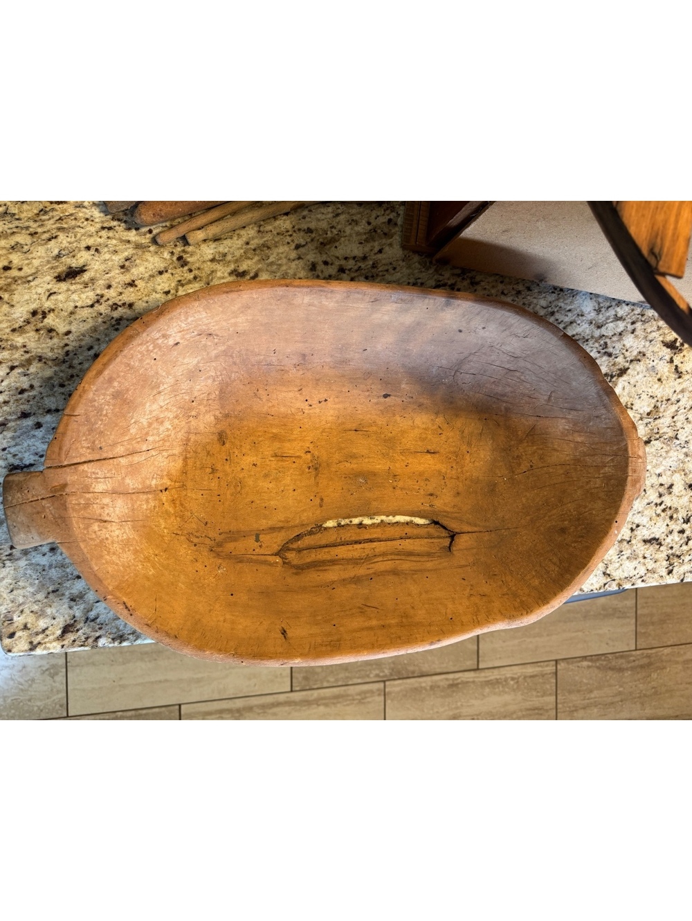 ANTIQUE PRIMITIVE WOODEN DOUGH BOWL BREAD TROUGH RUSTIC FARMHOUSE KITCHEN DECOR
